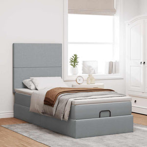 vidaXL Pouf Letto con Materasso Grigio Chiaro 100x200 cm in Tessuto