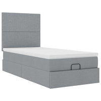 vidaXL Pouf Letto con Materasso Grigio Chiaro 100x200 cm in Tessuto
