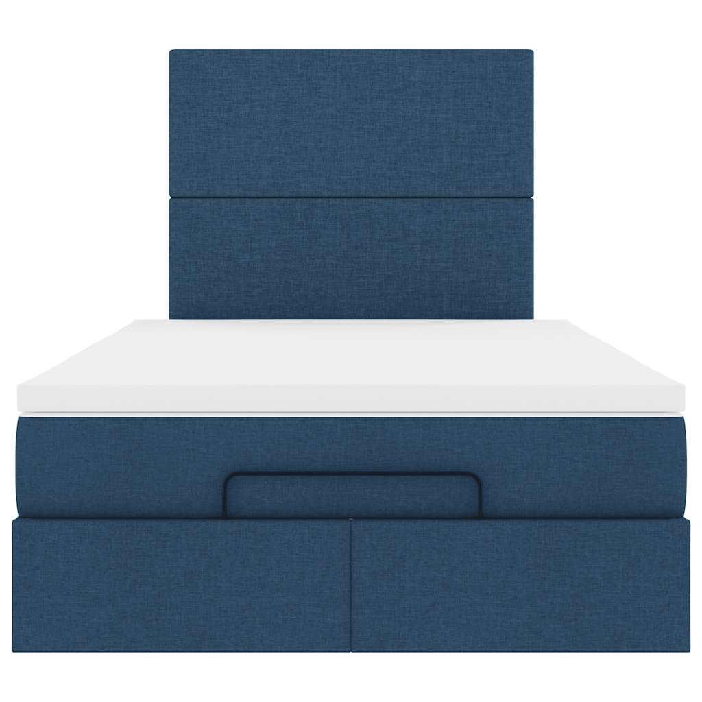 vidaXL Struttura Letto Pouf con Materasso Blu 120x200 cm in Tessuto