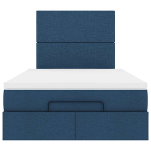 vidaXL Struttura Letto Pouf con Materasso Blu 120x200 cm in Tessuto