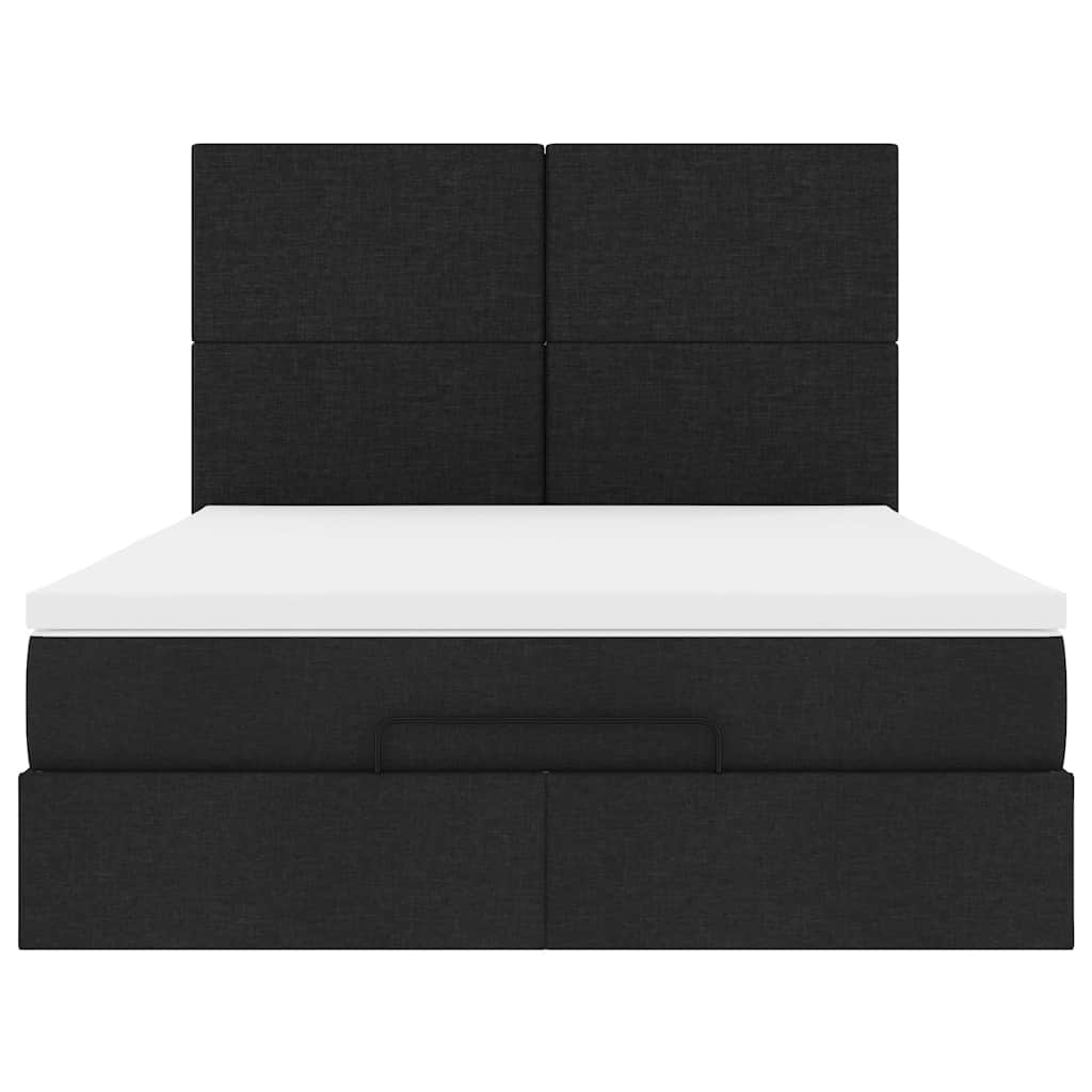 vidaXL Struttura Letto Pouf con Materasso Nero 140x190 cm in Tessuto