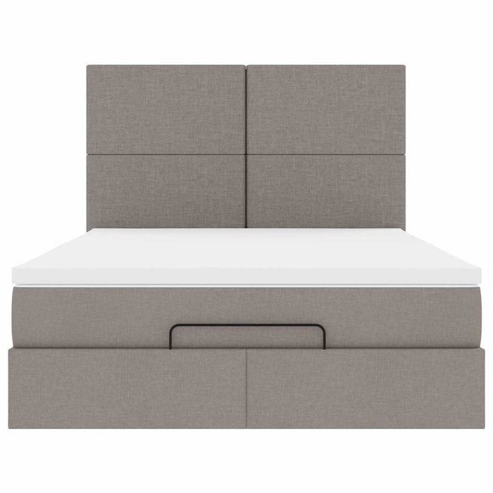 Struttura Letto Pouf con Materasso Tortora 140x190 cm Tessuto 3313075