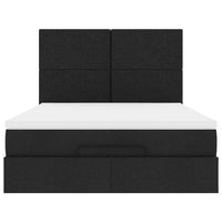 Struttura Letto Pouf con Materasso Nero 140x200 cm in Tessuto