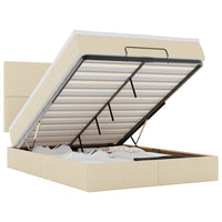 Struttura Letto Pouf con Materasso Crema 140x200 cm in Tessuto 3313083