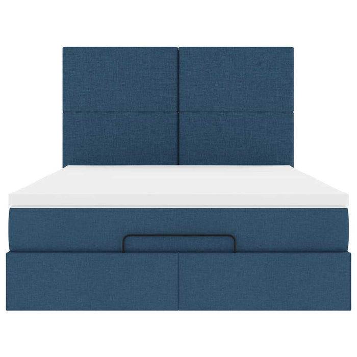Struttura Letto Pouf con Materasso Blu 140x200cm in Tessuto 3313084