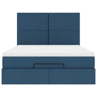 vidaXL Struttura Letto Pouf con Materasso Blu 140x200cm in Tessuto