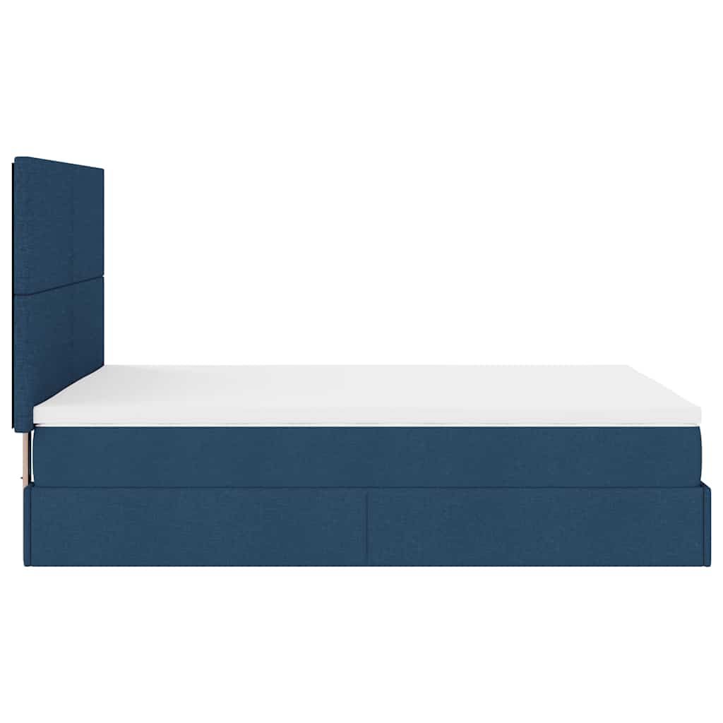 vidaXL Struttura Letto Pouf con Materasso Blu 140x200cm in Tessuto
