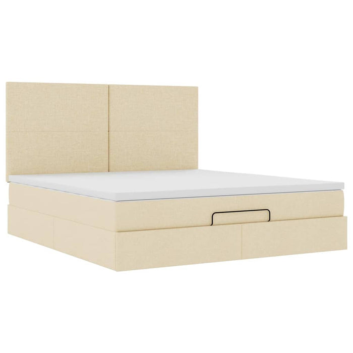 Struttura Letto Pouf con Materasso Crema 160x200 cm in Tessuto 3313090