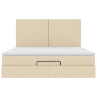 Struttura Letto Pouf con Materasso Crema 160x200 cm in Tessuto 3313090