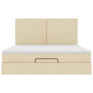 Struttura Letto Pouf con Materasso Crema 160x200 cm in Tessuto 3313090