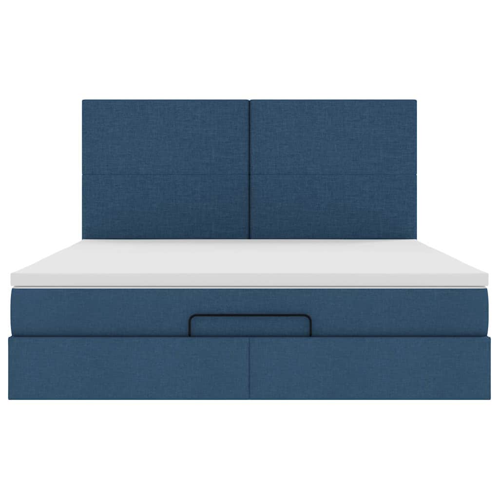 vidaXL Struttura Letto Pouf con Materasso Blu 160x200 cm in Tessuto