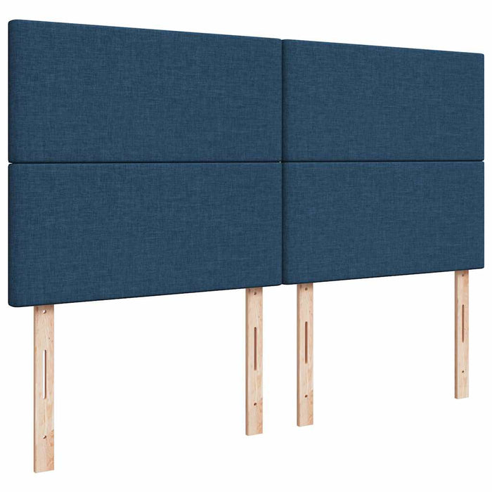 Struttura Letto Pouf con Materasso Blu 160x200 cm in Tessuto 3313091