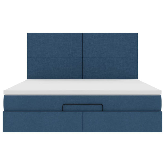 vidaXL Struttura Letto Pouf con Materasso Blu 180x200cm in Tessuto