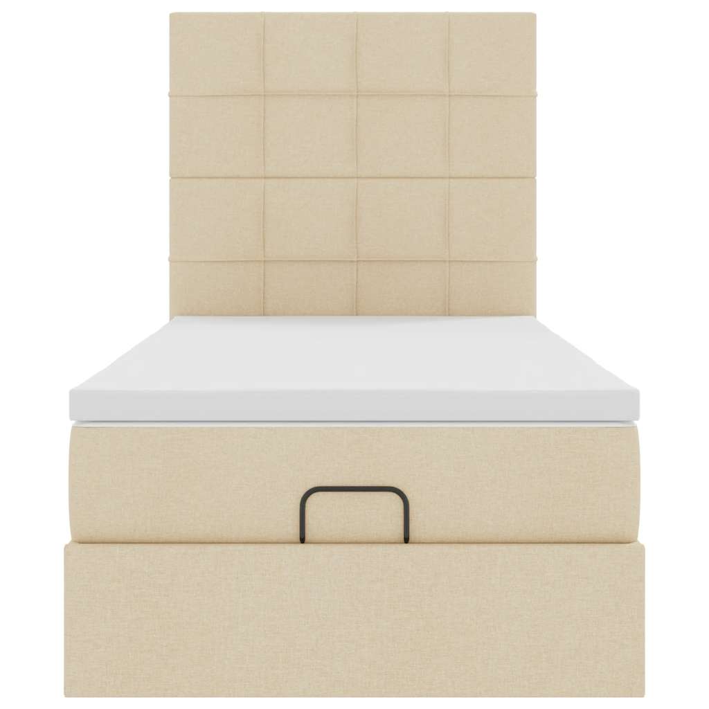 vidaXL Struttura Letto Pouf con Materasso Crema 80x200 cm in Tessuto