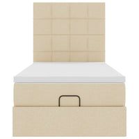vidaXL Struttura Letto Pouf con Materasso Crema 80x200 cm in Tessuto