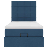 Struttura Letto Pouf con Materasso Blu 90x190 cm in Tessuto 3313125