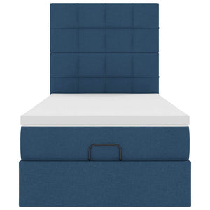 Struttura Letto Pouf con Materasso Blu 90x190 cm in Tessuto 3313125