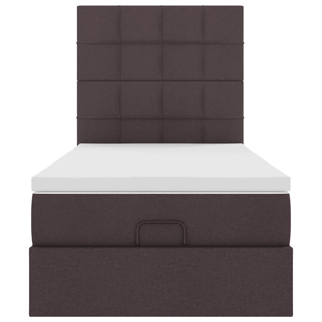 vidaXL Pouf Letto con Materasso Marrone Scuro 90x200 cm in Tessuto