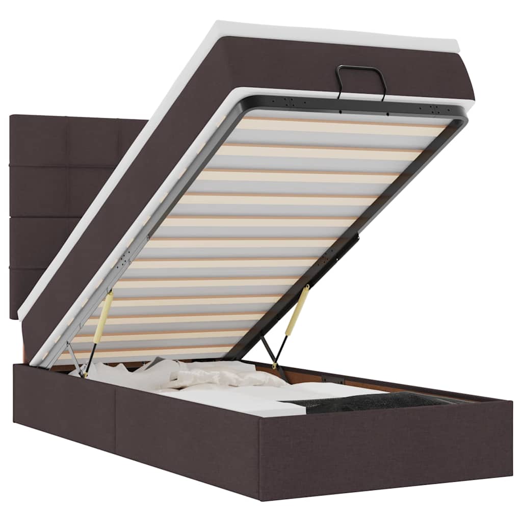 vidaXL Pouf Letto con Materasso Marrone Scuro 100x200 cm in Tessuto