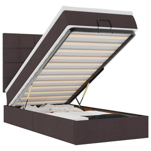 vidaXL Pouf Letto con Materasso Marrone Scuro 100x200 cm in Tessuto