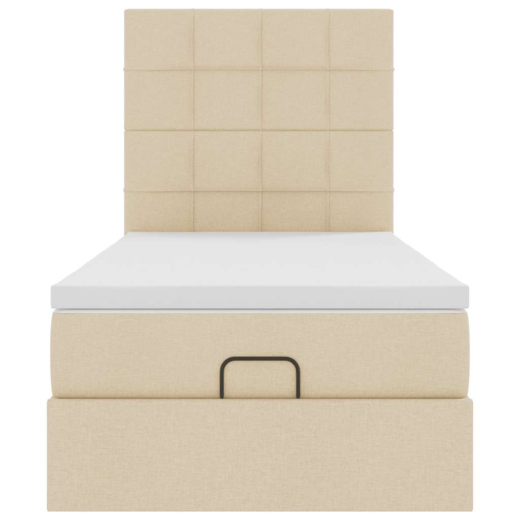 Pouf Letto con Materasso Crema 100x200 cm in Tessuto 3313138