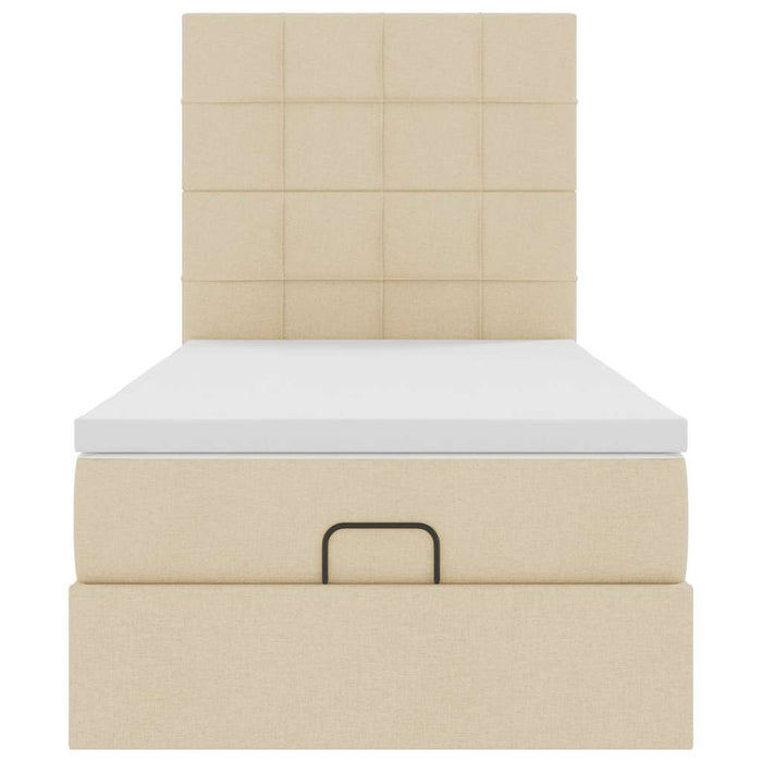 Pouf Letto con Materasso Crema 100x200 cm in Tessuto 3313138