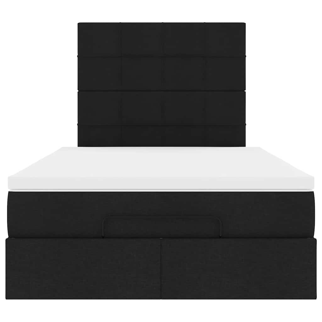 vidaXL Struttura Letto Pouf con Materasso Nero 120x200 cm in Tessuto