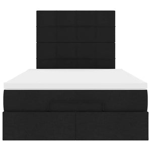 vidaXL Struttura Letto Pouf con Materasso Nero 120x200 cm in Tessuto