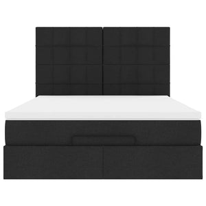 vidaXL Struttura Letto Pouf con Materasso Nero 140x190 cm in Tessuto
