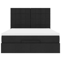 vidaXL Struttura Letto Pouf con Materasso Nero 140x200 cm in Tessuto