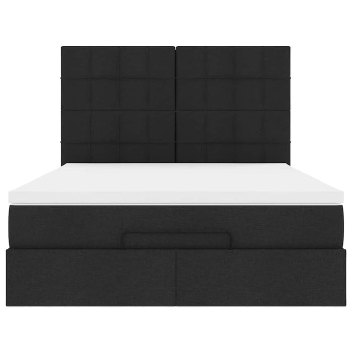 vidaXL Struttura Letto Pouf con Materasso Nero 140x200 cm in Tessuto