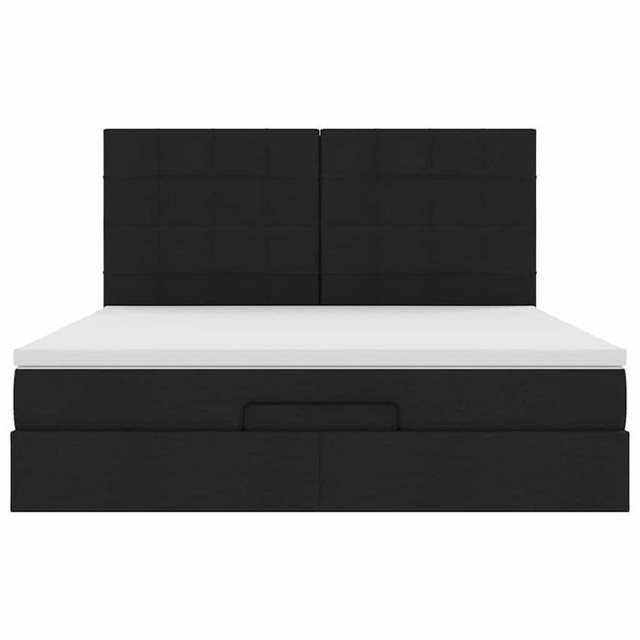 vidaXL Struttura Letto Pouf con Materasso Nero 180x200 cm in Tessuto