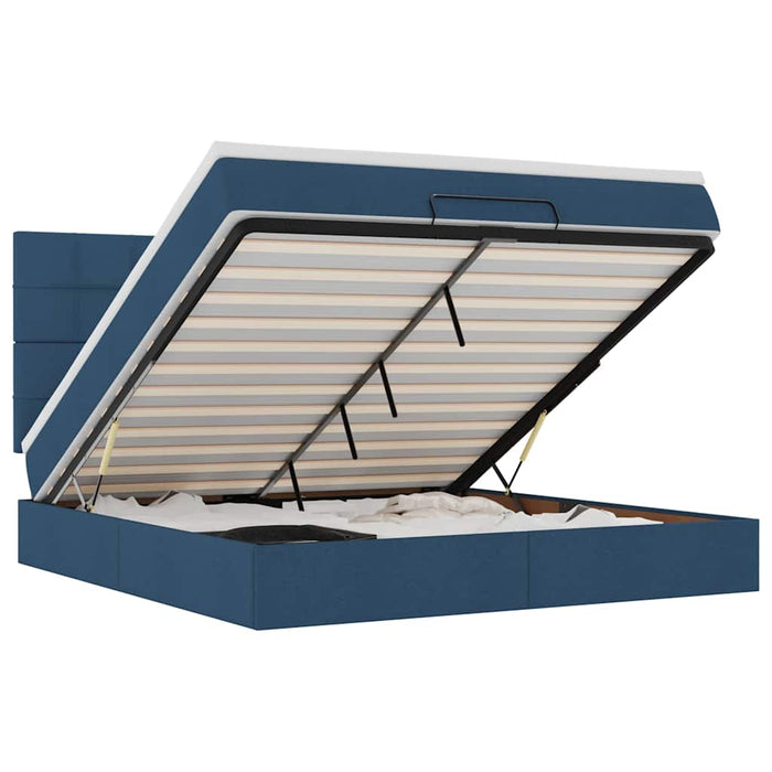 Struttura Letto Pouf con Materasso Blu 180x200cm in Tessuto 3313181