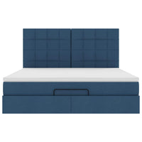 Struttura Letto Pouf con Materasso Blu 180x200cm in Tessuto 3313181