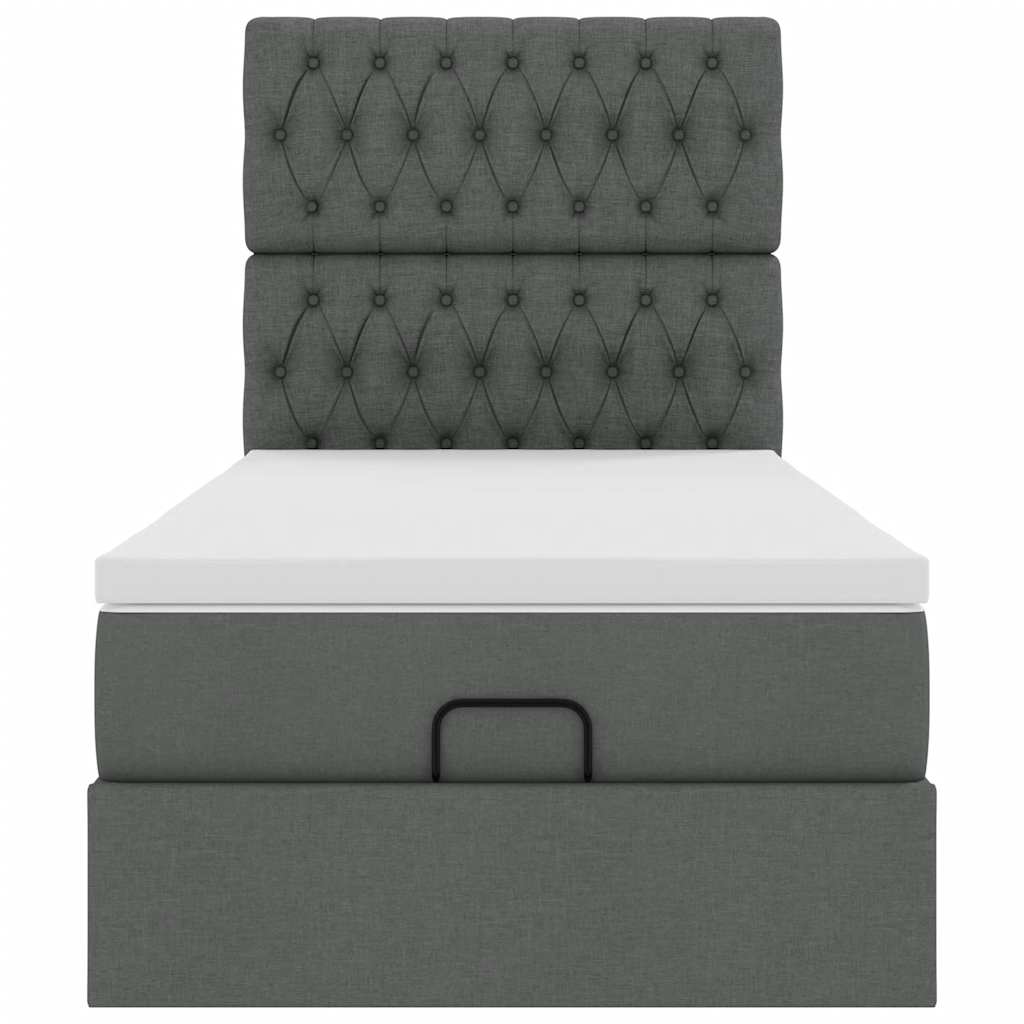 vidaXL Pouf Letto con Materasso Grigio Scuro 90x200 cm in Tessuto