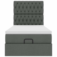 vidaXL Pouf Letto con Materasso Grigio Scuro 90x200 cm in Tessuto