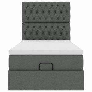 vidaXL Pouf Letto con Materasso Grigio Scuro 90x200 cm in Tessuto