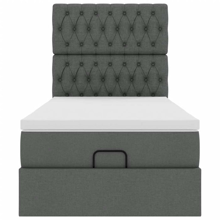 vidaXL Pouf Letto con Materasso Grigio Scuro 90x200 cm in Tessuto