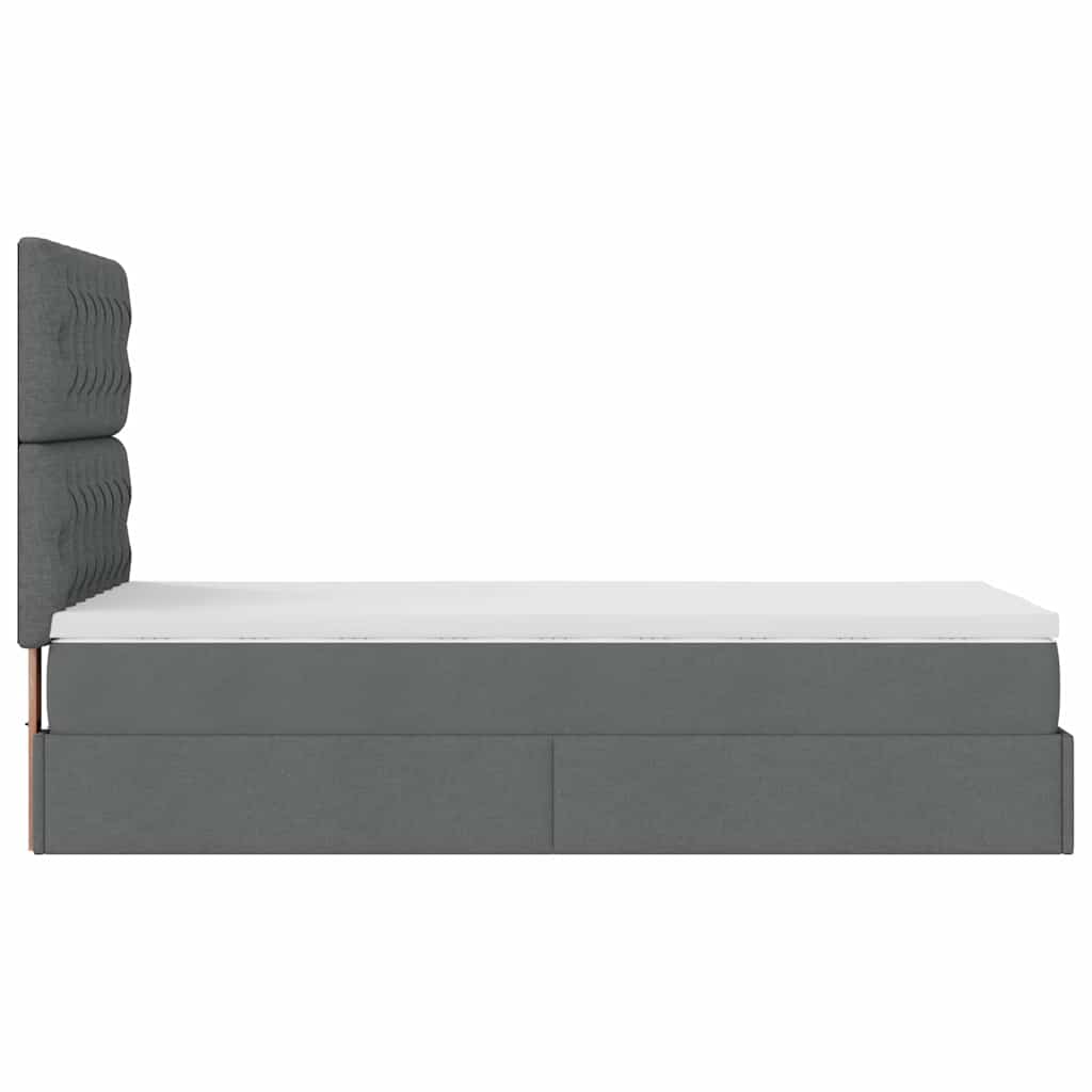 vidaXL Pouf Letto con Materasso Grigio Scuro 90x200 cm in Tessuto