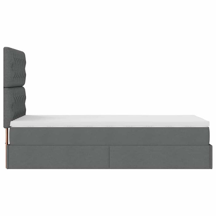 vidaXL Pouf Letto con Materasso Grigio Scuro 90x200 cm in Tessuto