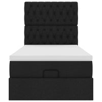 vidaXL Pouf Letto con Materasso Nero 90x200 cm in Tessuto