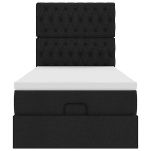 vidaXL Pouf Letto con Materasso Nero 90x200 cm in Tessuto