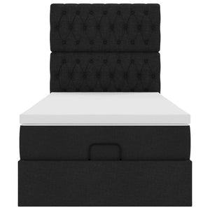 Pouf Letto con Materasso Nero 100x200 cm in Tessuto 3313218