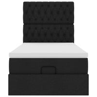 Pouf Letto con Materasso Nero 100x200 cm in Tessuto 3313218