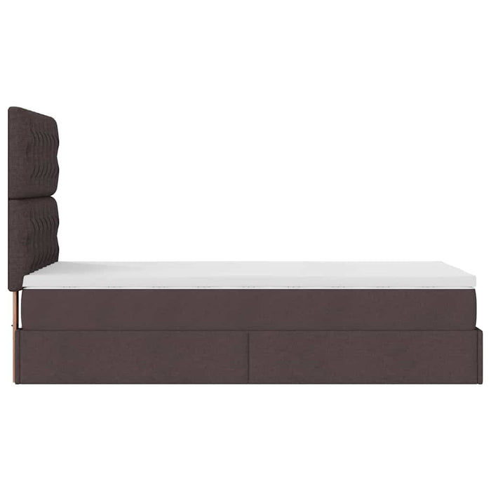 Pouf Letto con Materasso Marrone Scuro 100x200 cm in Tessuto 3313219