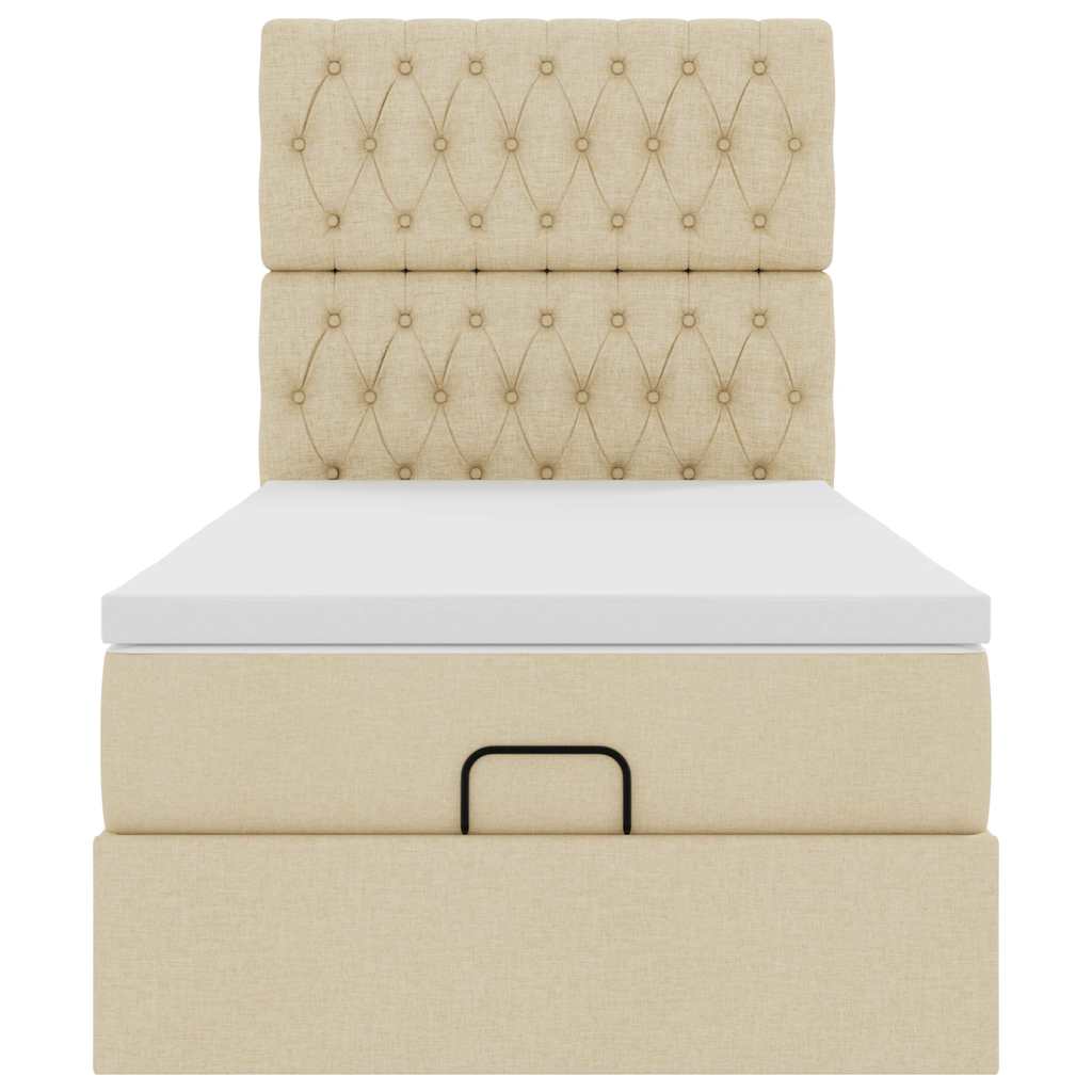 Pouf Letto con Materasso Crema 100x200 cm in Tessuto 3313221