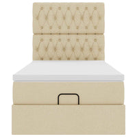 Pouf Letto con Materasso Crema 100x200 cm in Tessuto 3313221