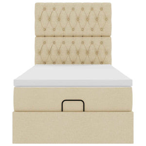 Pouf Letto con Materasso Crema 100x200 cm in Tessuto 3313221