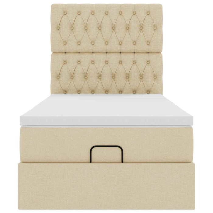 Pouf Letto con Materasso Crema 100x200 cm in Tessuto 3313221