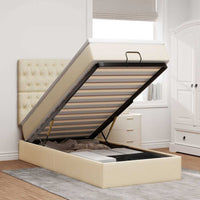 Pouf Letto con Materasso Crema 100x200 cm in Tessuto 3313221